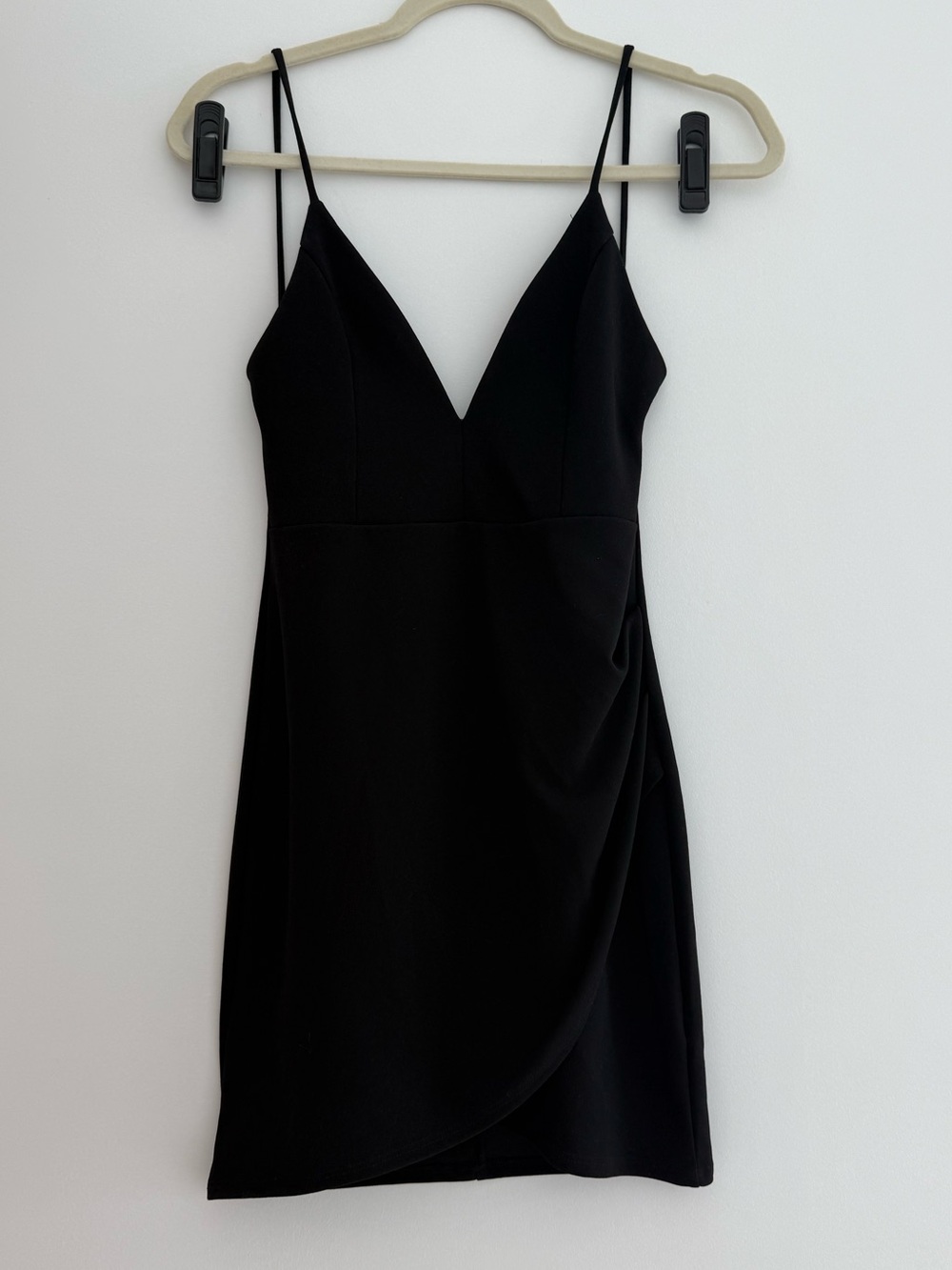 Blue Blush Black Spaghetti Strap V-Neck Mini Dress